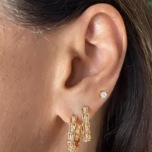 Argolinha Escama Cravejado Zircônias - Banhado a Ouro 18K