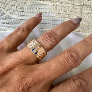 Anel Oração Ave Maria - Banhado a Ouro 18K