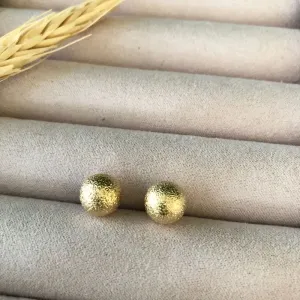 Brinco Bola Textura Fosco Grande- Banhado a Ouro 18K