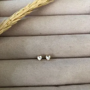 Brinco Infantil Coração Zircônia - Banhado a Ouro 18K