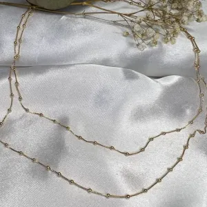 Colar Duplo com Bolinhas - Banhado a Ouro 18K