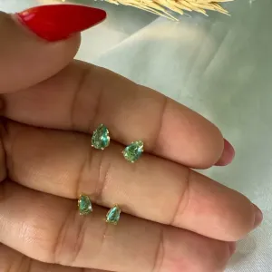 Dupla de Brinco Gota de Zircônia Verde - Banhado a Ouro 18K