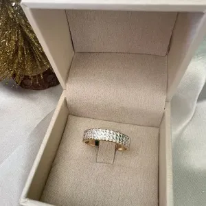 Anel Aparador  3 Fileiras de Zircônias - Banhado a Ouro 18K