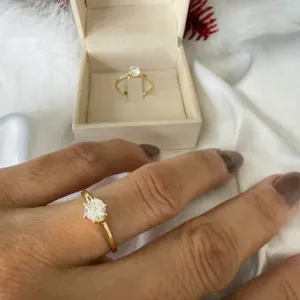 Anel Solitário 6 Garras Zircônia - Banhado a Ouro 18K