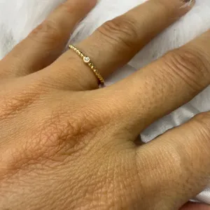 Anel Bolinha e Ponto de Luz Zircônias - Banhado a Ouro 18K