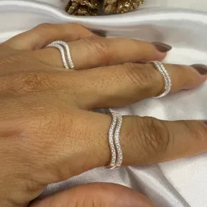 Anel Ondulado 2 Fios Vazados (und) - Prata 925