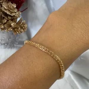 Pulseira Oca Tubular - Banhado a Ouro 18K