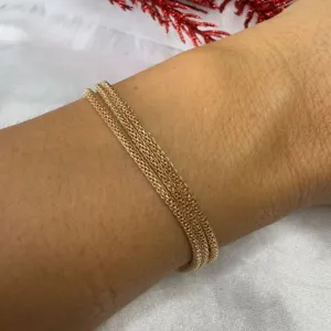 Pulseira Tripla Malha Oca - Banhado a Ouro 18K