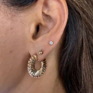 Brinco Argola Texturizada - Banhado a Ouro 18K