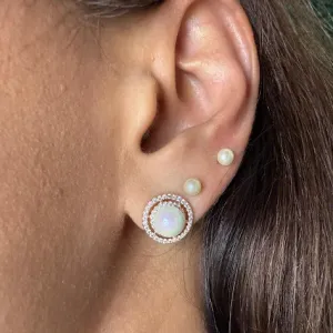 Brinco Pérola com Cravejado Zircônias - Banhado a Ouro 18k