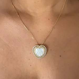 Colar  Nossa Senhora das Graças em Madrepérola - Banhado em Ouro 18k