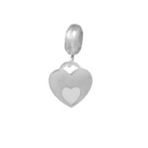 Berloque Coração e Mini Coração Branco - Aço Inoxidável