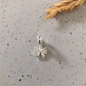 Berloque Lacinho Cravejado - Prata 925