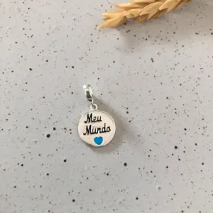 Berloque Meu Mundo Azul - Prata 925