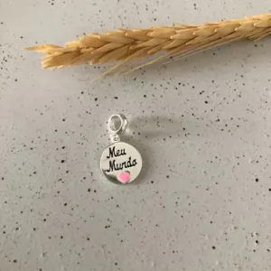 Berloque Meu Mundo Rosa - Prata 925