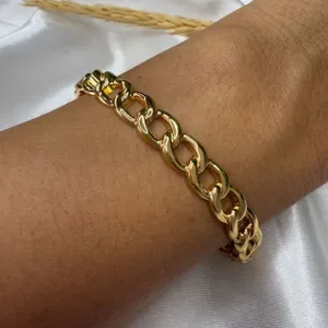 Bracelete Elos Grumê Fino - Banho em Verniz Italiano