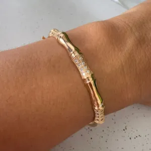 Bracelete Inspiração Joia Cravejado - Banhado a Ouro 18k