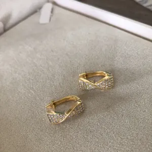 Brinco de Argola Laço Cravejada - Banhado a Ouro 18k