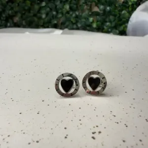 Brinco Inspiração Joia Coração Life Preto - Aço Inoxidável