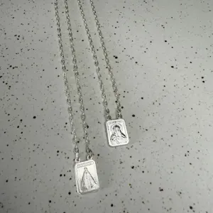 Escapulário Nsa Sra Aparecida e Coração Sagrado - Prata 925