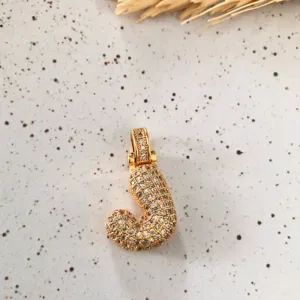 Pingente Letra J Cravejado Zircônias - Banhado a Ouro 18k