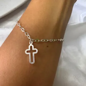 Pulseira Crucifixo Liso - Prata 925