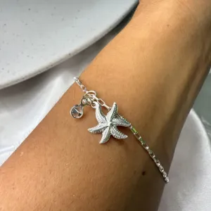 Pulseira Estrela do Mar e Ponto de Luz Zircônia - Prata 925