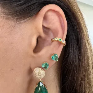 Brinco Pedraria Cor Verde Menta - Banhado a Ouro 18K