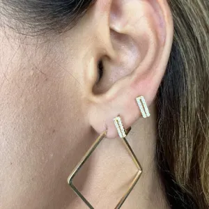 Brinco Argola Quadrada Lisa - Banhado a Ouro 18K