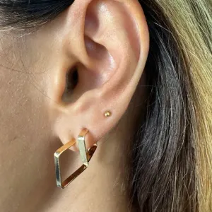 Brinco Dupla de Argolas Quadradas