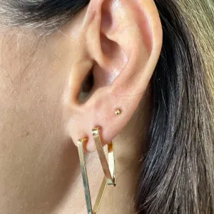 Brinco Dupla de Argolas Triangular - Banhado a Ouro 18k