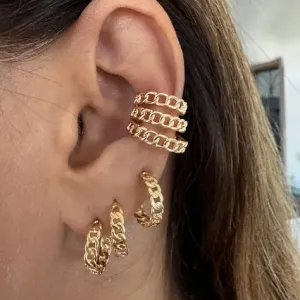 Brinco Argolinha Elos Pequeno - Banhado a Ouro 18K