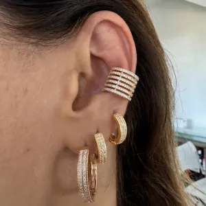 Brinco Argola Média com Dupla Fileira de Zircônias - Banhado a Ouro 18K