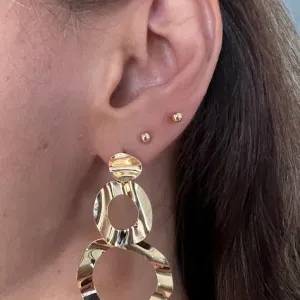 Brinco Três Círculos  - Banhado a Ouro 18K