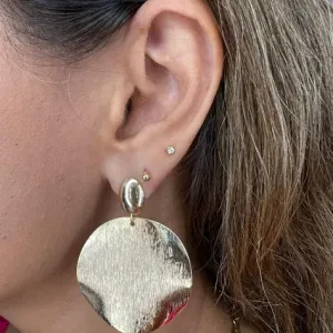 brinco Círculo Efeito Fosco - Banhado a Ouro 18K
