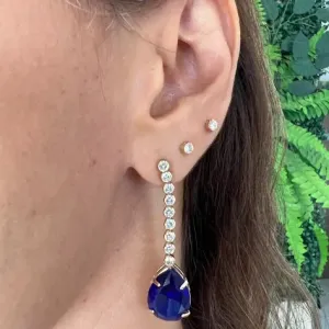 Brinco Gota com Fileiras Zircônias - Banhado a Ouro 18K