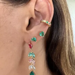 Brinco Inspiração Jóia Zircônias Coloridas - Banhado a Ouro 18K