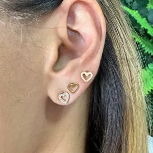 Brinco Coração Vazado Pequeno (Par) - Banhado a Ouro 18K