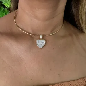 Pingente de Coração Cravejado com Zircônias - Banhado a Ouro 18K