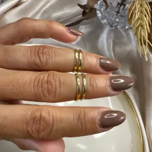 Anel Falange 2 Linhas - Banhado a Ouro 18K