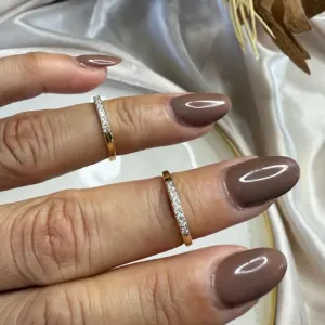 Anel Falange com Cravejado Zircônias - Banhado a Ouro 18K