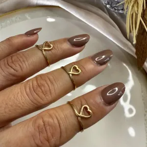 Anel Falange Coração Vazado - Banhado a Ouro 18K