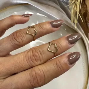 Anel Falange Coração Vazado - Banhado a Ouro 18K