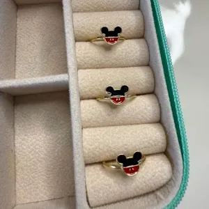 Anel Infantil Mickey Esmaltado - Banhado a Ouro 18K