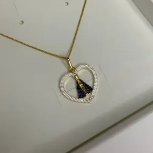 Colar e Pingente Coração Nossa Sra - Banhado a Ouro 18K