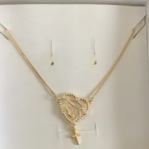 Colar Pingente Terço Nossa Sra Aparecida - Banhado a Ouro 18K