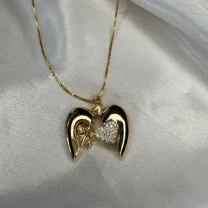 Colar Relicário Pingentes 2 Meninas - Banhado a Ouro 18K