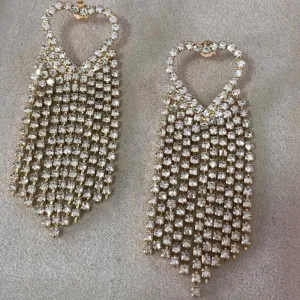 Max Brinco Coração Franjas Cravejado - Banhado a Ouro 18K