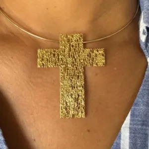Pingente de Crucifixo Pai Nosso - Banhado a Ouro 18k