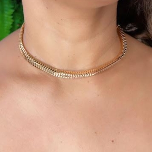 Choker Malha Serpente Grossa - Banhado a Ouro 18K